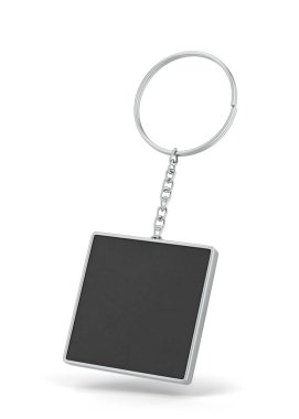 Blank metallic keychain mockup. 3d illustration isolated on white background  clipart