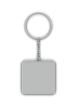 Blank metallic keychain mockup. 3d illustration isolated on white background  clipart