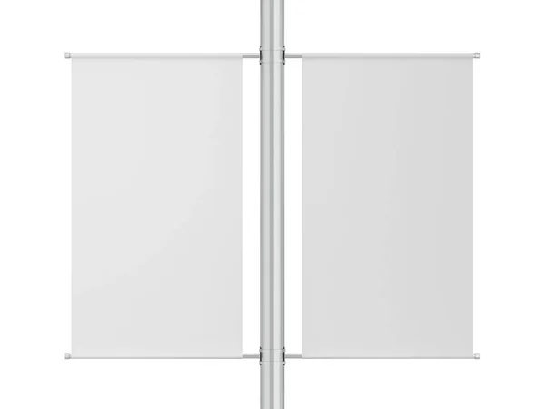 Blank Pole Banner Mockup Illustration Isolated White Background — Stock Photo, Image