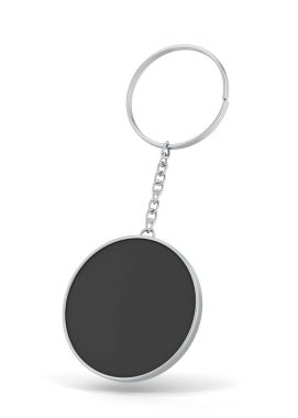 Blank metallic keychain mockup clipart