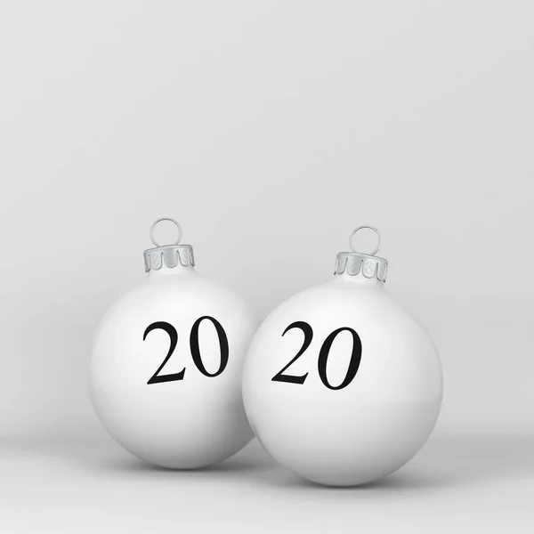 Dos bolas de Navidad con signo 2020 en ellos. Concepto de año nuevo — Foto de Stock