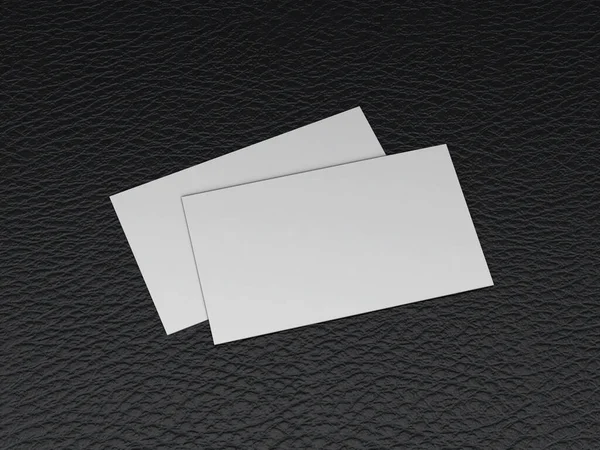Cartões Visita Branco Num Modelo Fundo Pele Ilustração — Fotografia de Stock