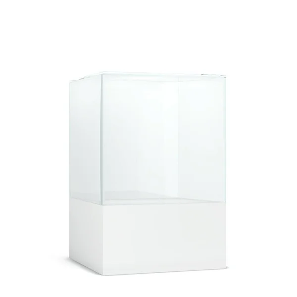Empty Glass Display Illustration Isolated White Background — Stock Photo, Image