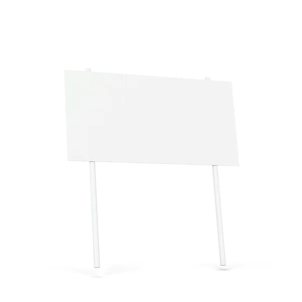 Blank White Placard Mockup Illustration Isolated White Background — Stock Photo, Image