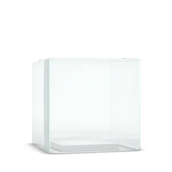 Empty Glass Display Illustration Isolated White Background — Stock Photo, Image