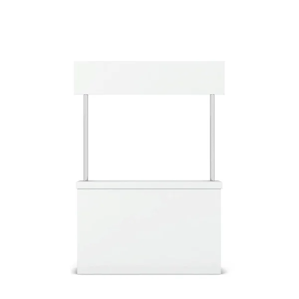 Mostrador Promoción Blanco Stand Mockup Ilustración Aislada Sobre Fondo Blanco —  Fotos de Stock