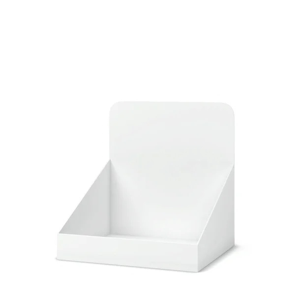 Exibição Papelão Branco Mockup Ilustração Isolado Fundo Branco — Fotografia de Stock