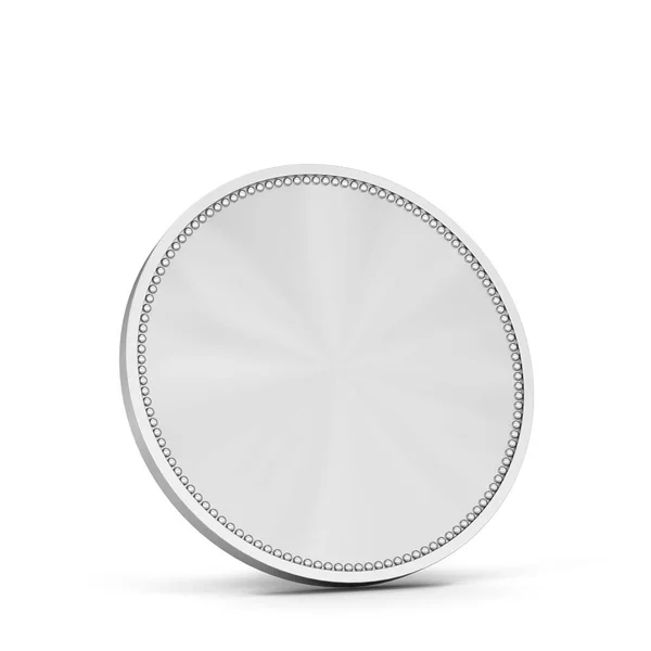 Empty Silver Coin Illustration Isolated White Background — Stock Photo, Image