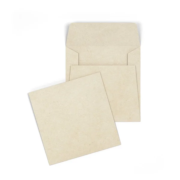 白紙の正方形の封筒モックアップ 白地に隔離された3Dイラスト — ストック写真