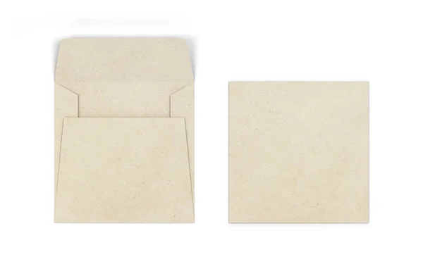 Modello Busta Quadrata Carta Bianca Illustrazione Isolata Sfondo Bianco — Foto Stock
