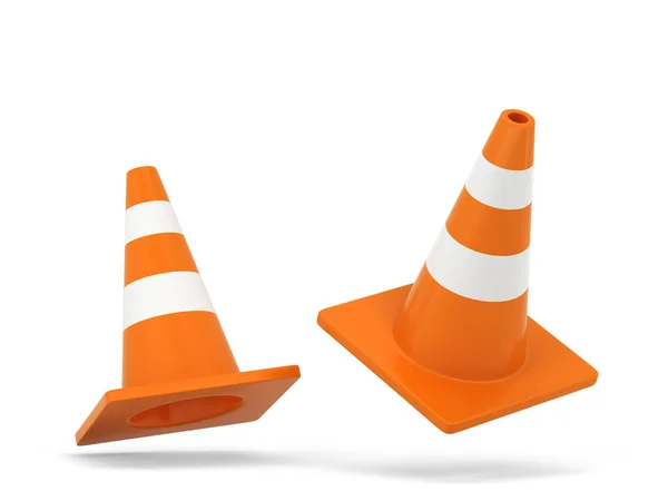 Orange Traffic Cone Illustration Isolated White Background — Stock Photo, Image