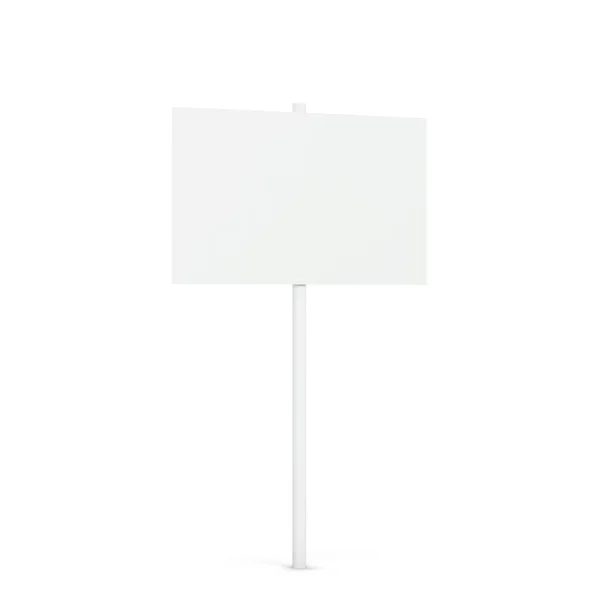 空白白色标语牌的模型 3D在白色背景上孤立的图解 — 图库照片