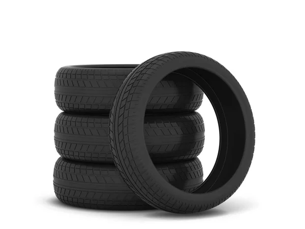 橡胶轮胎 3D在白色背景上孤立的图解 — 图库照片
