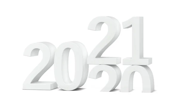 Text 2021 Nový Rok Ilustrace Izolované Bílém Pozadí — Stock fotografie