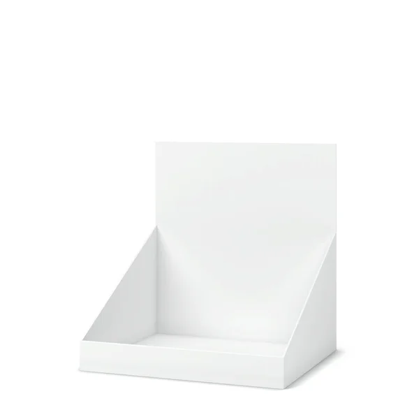 Exibição Papelão Branco Mockup Ilustração Isolado Fundo Branco — Fotografia de Stock