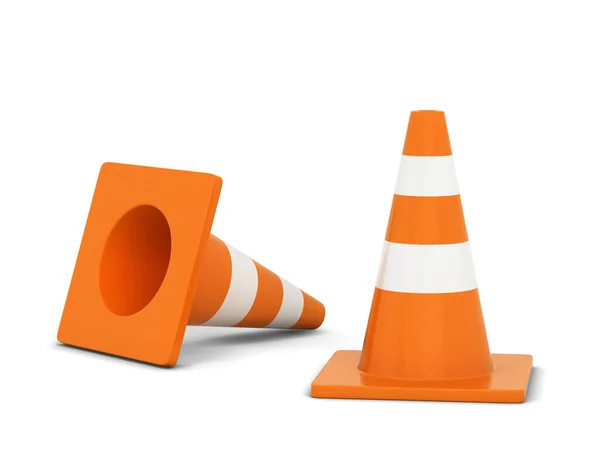 Orange Traffic Cone Illustration Isolated White Background — Stock Photo, Image