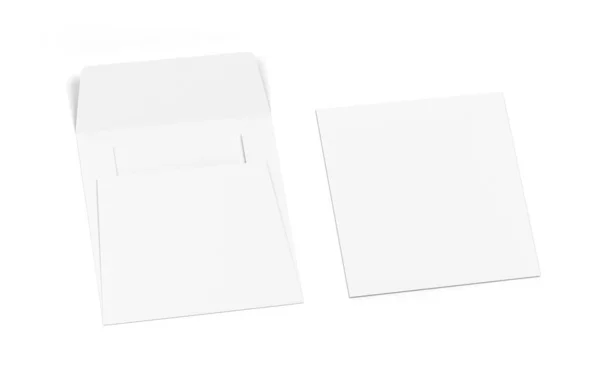 Prázdný Papírový Čtverec Obálky Ilustrace Izolované Bílém Pozadí — Stock fotografie