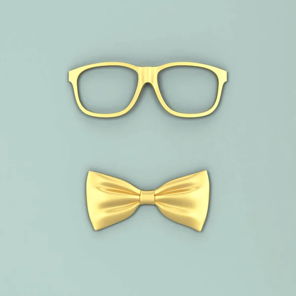 蝶ネクタイのメガネ 3Dイラスト ミニマルなコンセプト — ストック写真
