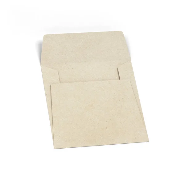 Mockup Envelope Quadrado Papel Branco Ilustração Isolado Fundo Branco — Fotografia de Stock