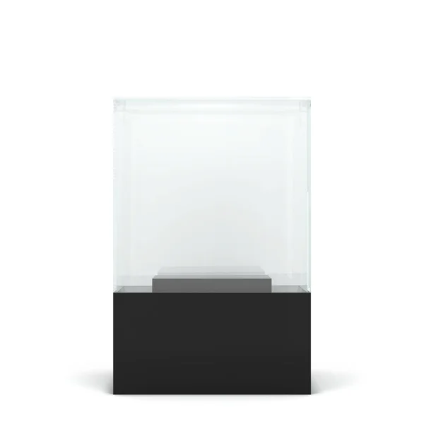 Pusty Szklany Wyświetlacz Ilustracja Izolowana Białym Tle — Zdjęcie stockowe