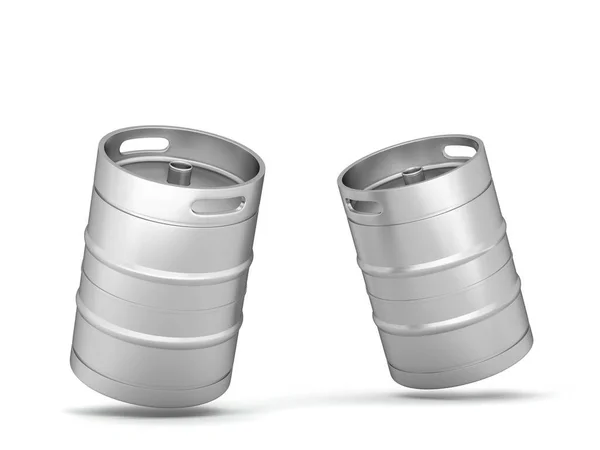 Barril Cerveza Metal Ilustración Aislada Sobre Fondo Blanco — Foto de Stock
