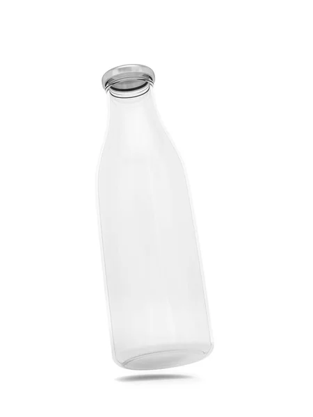 Пустая Стеклянная Бутылка Трехмерная Иллюстрация Белом Фоне — стоковое фото