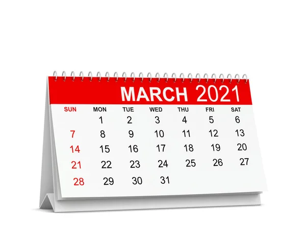 Kalendář Rok2021 Týden Začíná Neděli Ilustrace Izolované Bílém Pozadí — Stock fotografie