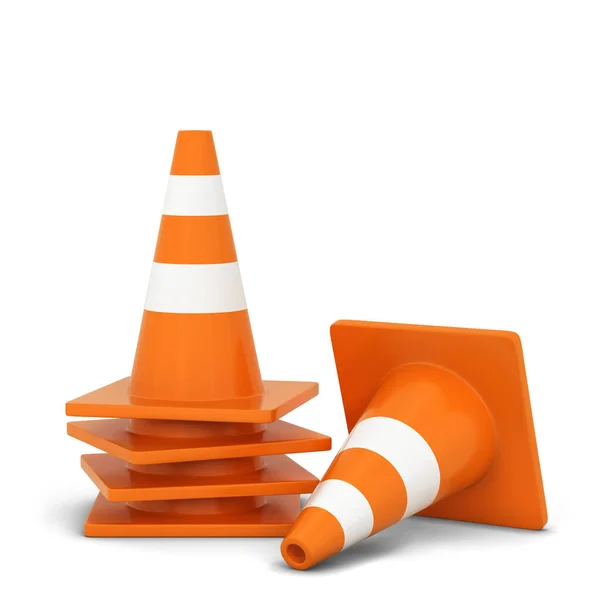 Cone Trânsito Laranja Ilustração Isolado Fundo Branco — Fotografia de Stock