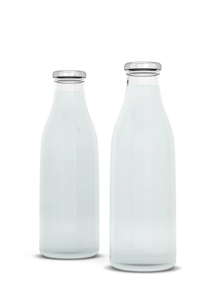 Glasflasche Mit Wasser Vorhanden Illustration Isoliert Auf Weißem Hintergrund — Stockfoto