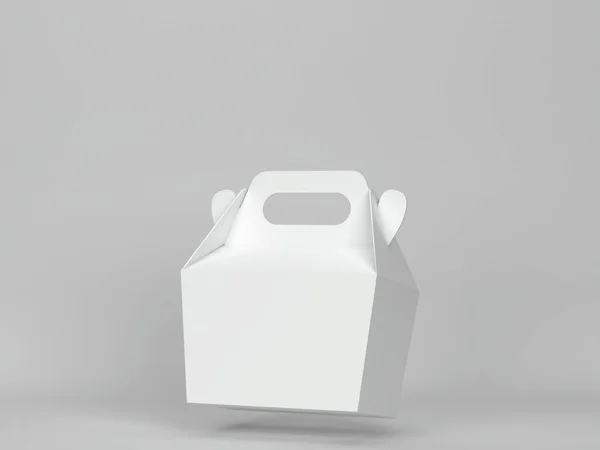 ブランクフードボックスのモックアップ 灰色の背景の3Dイラスト — ストック写真
