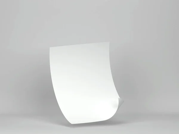白紙のシート 灰色の背景の3Dイラスト — ストック写真