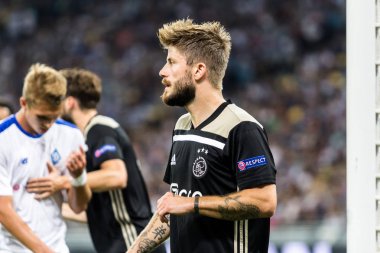 Kiev, Ukrayna - 24 Ağustos 2018 Lasse Schone portre sırasında Uefa Şampiyonlar Ligi maç Dinamo Kiev Afc Ajax Kiev, Ukrayna Milli Güvenlik Olimpiyat Stadyumu'nda.