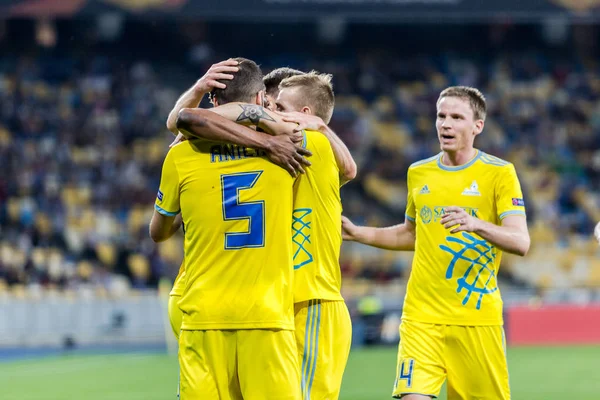 Kiev Ukrajna 2018 Szeptember Astana Játékosok Ünnepli Uefa Europa Liga — Stock Fotó