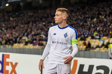 Kiev, Ukrayna 8 Kasım 2018: Viktor Tsygankov portre sırasında Uefa Avrupa Ligi maç Dinamo Kiev Stade Rennais Kiev, Ukrayna Milli Güvenlik Olimpiyat Stadyumu'nda.