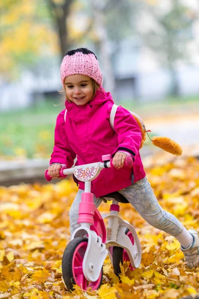 Schattig meisje met een fiets — Stockfoto