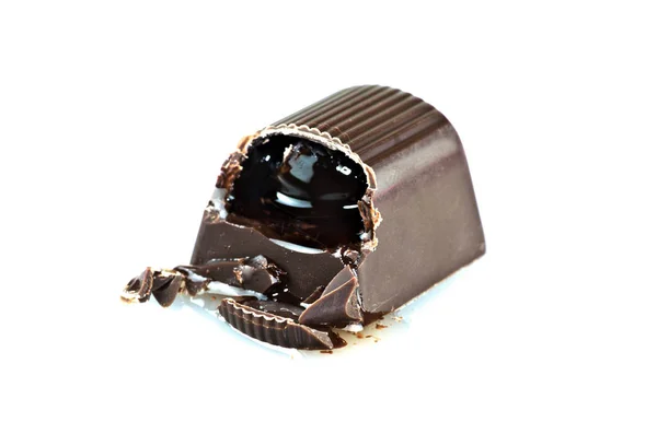 Cseresznye Cukorka Csokoládé Szirup Likőröket Fehér Alapon — Stock Fotó