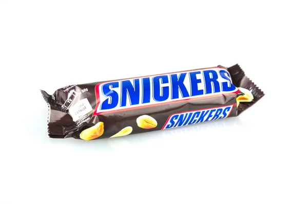 Mnichovo Hradiste República Checa Febrero 2018 Barra Chocolate Snickers Sin — Foto de Stock