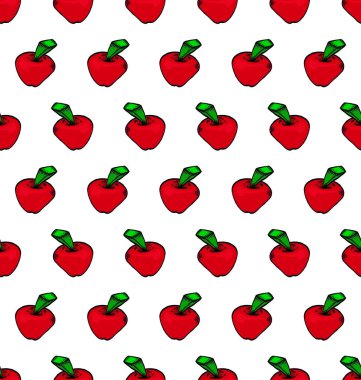 Sorunsuz kırmızı elma desen arka plan doku duvar kağıdı. Beyaz arka plan üzerinde izole.