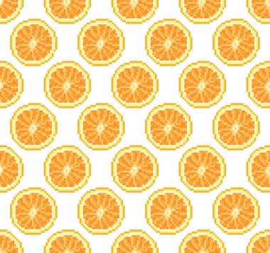 Portakal seamless modeli, limon arka plan vektör çizim. Piksel sanat.
