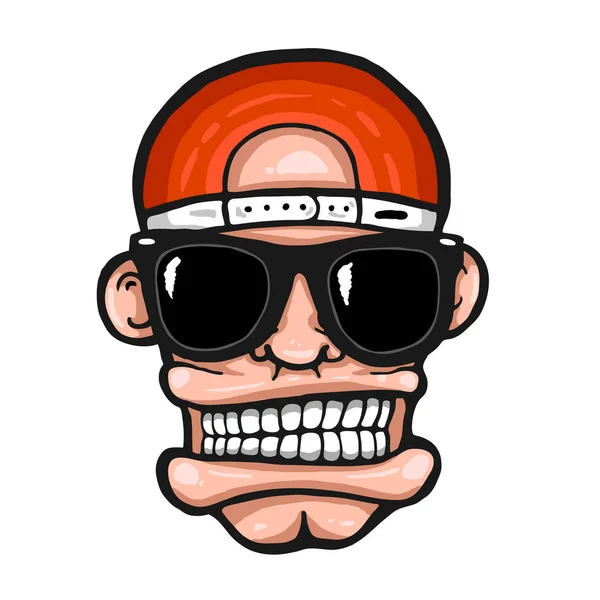 Cara Hip Hop Con Gafas Sol Gorra Genial Hombre — Vector de stock