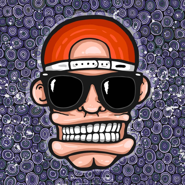 Cara Hip Hop Con Gafas Sol Gorra Hombre Fresco Sobre — Vector de stock