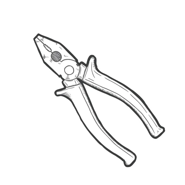 Hand Drawn Pliers Vector Illustration — Stock Vector