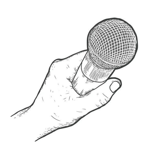 Main Levée Avec Microphone Illustration Vectorielle — Image vectorielle