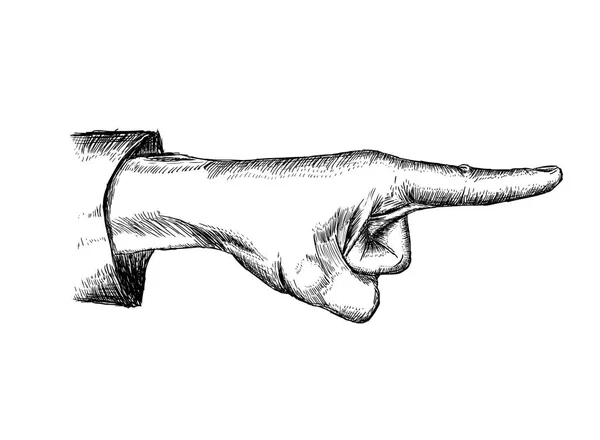 El hareketi simgesinin gösteren bir çizilmiş ve kabataslak, el. Vektör çizim üzerinde beyaz izole