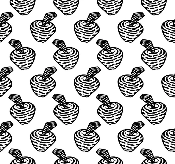 Patrón Manzana Blanco Negro Sin Costuras Fondo Pantalla Textura Aislado — Vector de stock