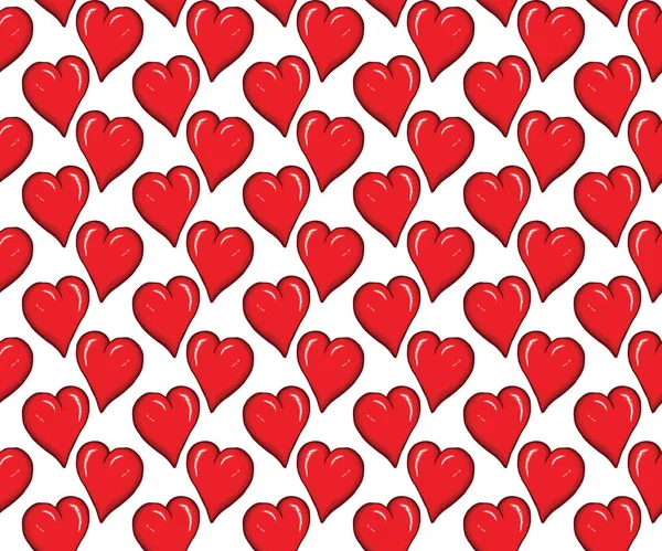 Valentine Mão Desenhada Amor Coração Sem Costura Padrão Ilustração Vetorial — Vetor de Stock
