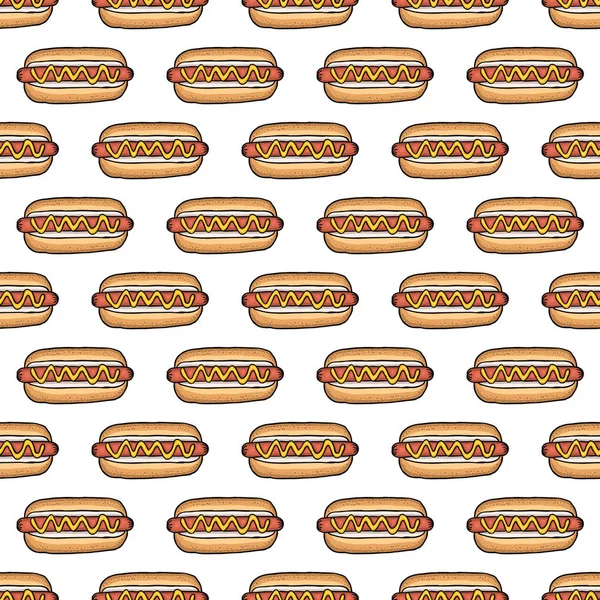 Nahtloses Muster Von Hot Dogs Vektorillustration — Stockvektor