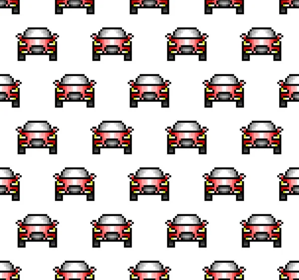 Piksel Sztuka Styl Samochodu Wzór Ilustracja Kolorowy Wektor Samochód Wzór — Wektor stockowy