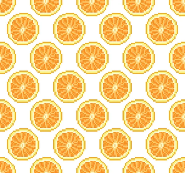 Oranges Seamless Pattern Lemon Background Vector Illustration Pixel Art — Stock Vector