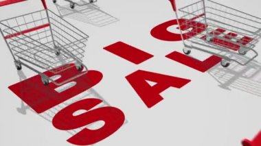 Boş alışveriş sepetlerini. Satılık kavramı. Döngü.